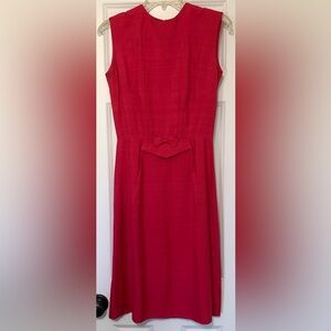 Vintage 100% Silk Luxury Hot Pink Shift Dress Peck&Peck Sleeveless Bow Detail